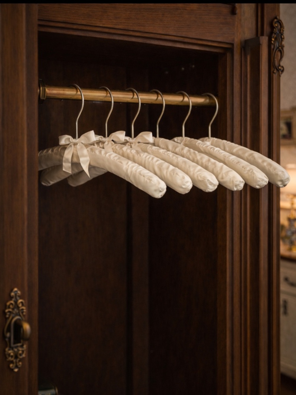 Vintage Cream Satin Padded Hangers